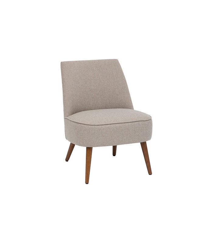 Small beige armchair with wooden legs