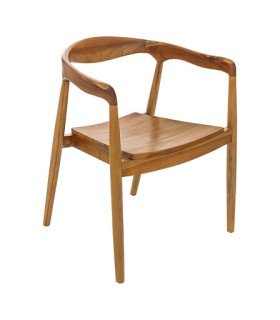 Natural teak armchair L.72 × W.64 × H.88 cm on white base