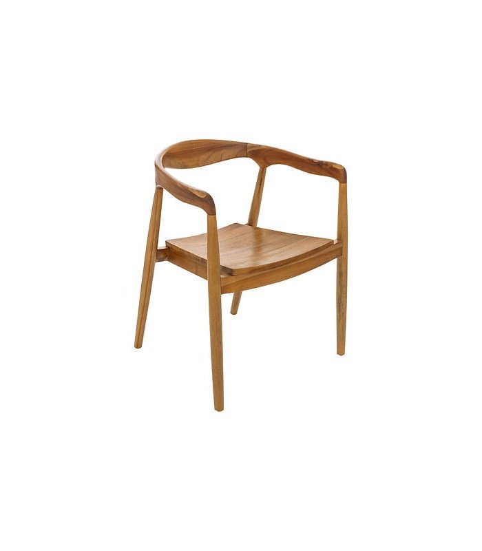 Fauteuil en teck naturel L.72 × l.64 × H.88 cm sur fond blanc