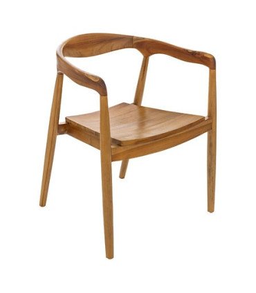 Fauteuil en teck naturel L.72 × l.64 × H.88 cm sur fond blanc
