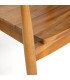 Zoom sur l’assemblage entre l’assise et le pied du fauteuil en teck, détail de finition bois
