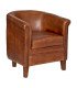 Fauteuil bridge en cuir marron cognac