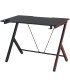 Table gaming rouge et noir 105 cm en location sur fond blanc avec plateau noir, détails rouges.