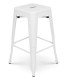 White industrial-style bar stool seen from the side against a white background