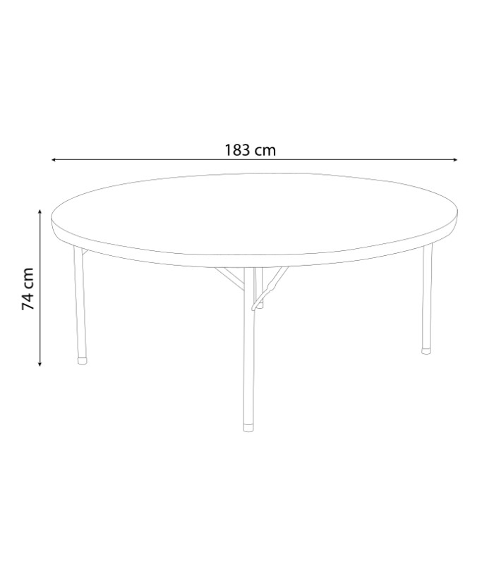 Table de réception ronde 180 cm dimensions