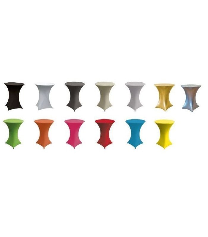 Upright table with white covers Diam 60 cm