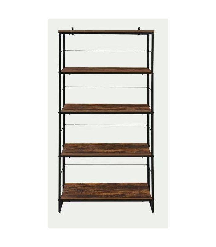 Etagère 5 tablette effet bois et métal L 80 x H 160 cm