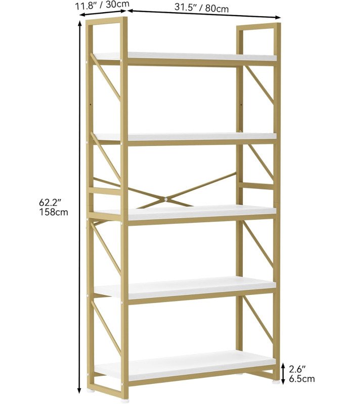 Etagère métal doré H 158 cm