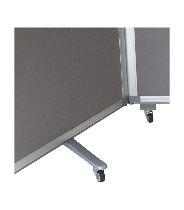 cloison mobile tissu gris sur roulettes