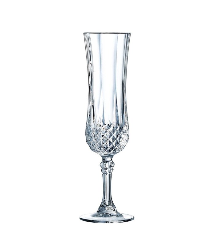 Vintage-style champagne flute, 21 cl, on a white background.