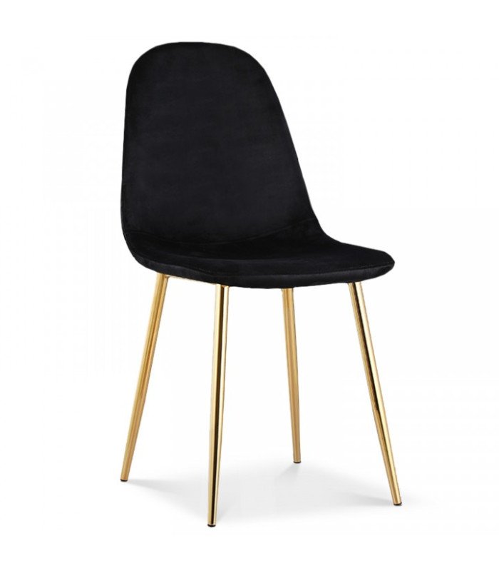 Scandinavian style chair in black velvet with gold legs