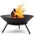 Brasero extérieur rond Ø 62 cm avec feu allumé.