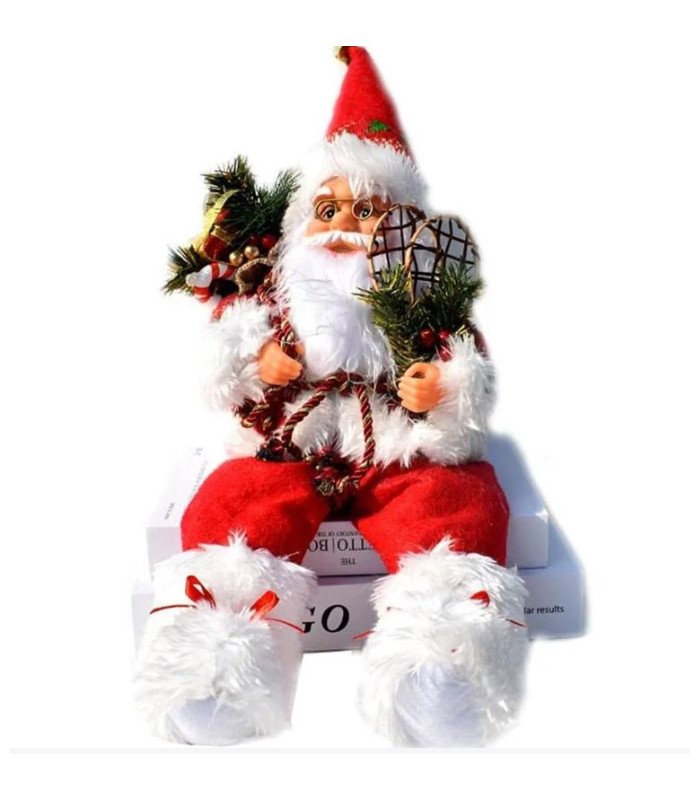 Decorative Santa Claus sitting, height 57 cm, placed on a white background for a Christmas event
