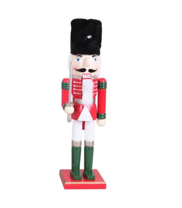 Figurine casse-noisette 50 cm posée sur fond blanc.
