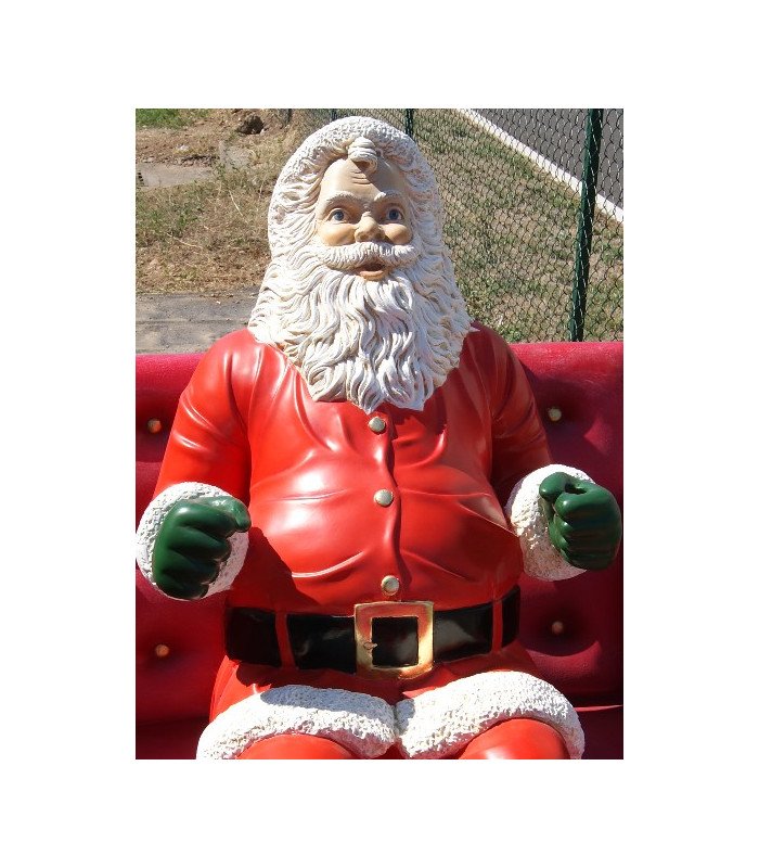 Santa Claus sitting in a sleigh, 120 cm, outdoor sleigh, Christmas decoration made of fiberglass and resin