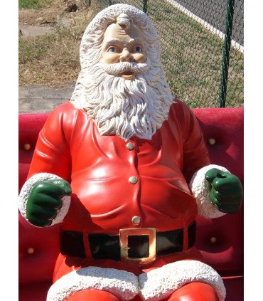 Santa Claus sitting in a sleigh, 120 cm, outdoor sleigh, Christmas decoration made of fiberglass and resin