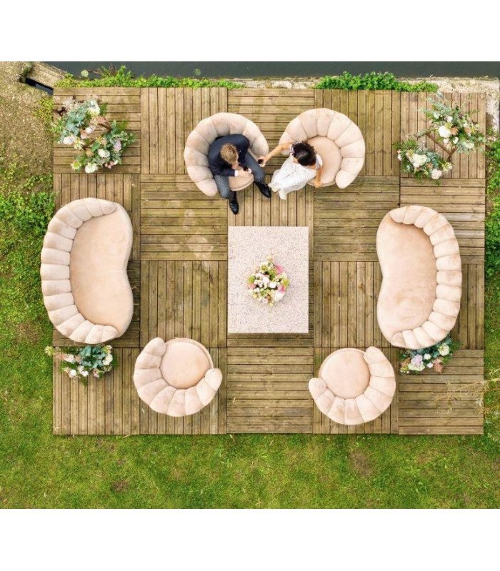 Canapé coquillage 2 places arrondi écru L 167