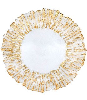 Transparent and gold presentation plate
