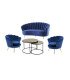 Pack canapé coquillage en velours bleu océan, en location par Location Mobilier Paris