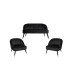 Erika black velvet 2-seater furniture rental pack