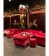Canapé Chesterfield en velours rouge 3 places