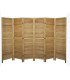6-panel wooden folding screen with louvers