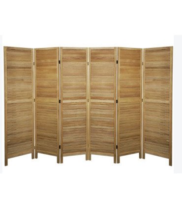 6-panel wooden folding screen with louvers