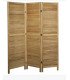 3-panel wooden folding screen with louvers