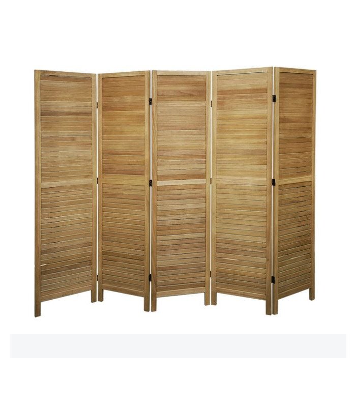 3-panel wooden folding screen with louvers