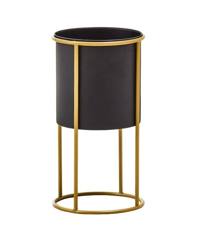 Pot noir et doré pour plante H 96 cm