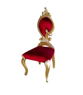 Location chaise mariage dorée et velours rouge