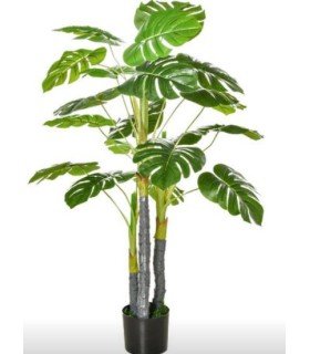 Artificial monstera plant H 120 cm in a white planter, tropical plant rental from 126 Events