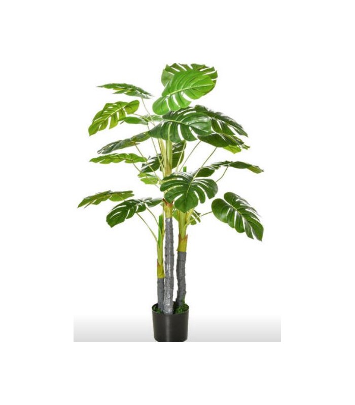 Bananier monstera artificiel H 120 cm en cache-pot blanc, location de plante tropicale chez 126 Events