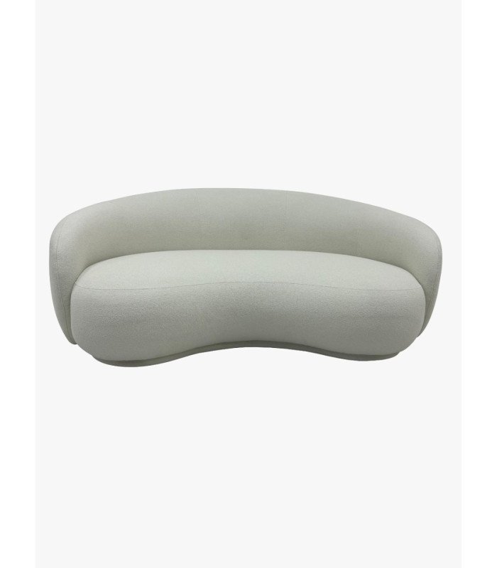 Photo of the rounded-back ecru velvet sofa for hire by 126 Events