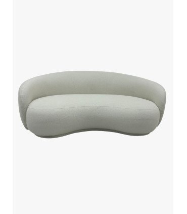 Photo of the rounded-back ecru velvet sofa for hire by 126 Events