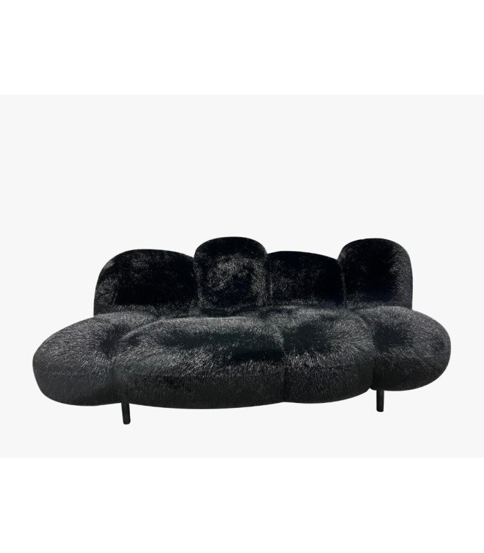 Canapé 3 places imitation fourrure noire L 206 cm