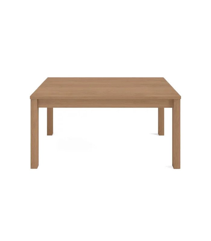 Table rectangulaire en teck L 160 cm en bois massif présentée sur fond blanc