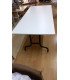 180 cm x 80 cm rectangular folding table unfolded with white wooden top and metal frame