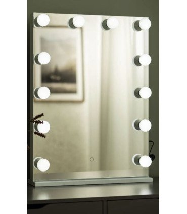 Miroir à maquillage LED sans contour sur base, ampoules sur le pourtour, en location chez 126 Events pour loges et backstages