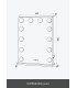 Dimensions du miroir lumineux sans cadre 60 x 80 cm et de sa base à poser sur table, à louer à Paris avec 126 Events
