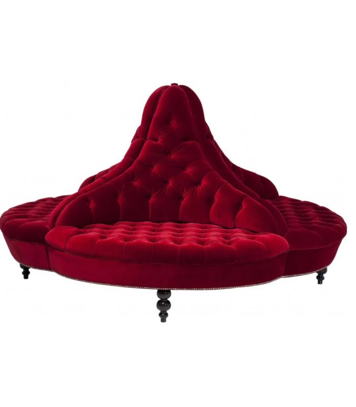red velvet boudoir sofa with white background