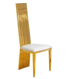 Reception chair in gilded metal with rungs