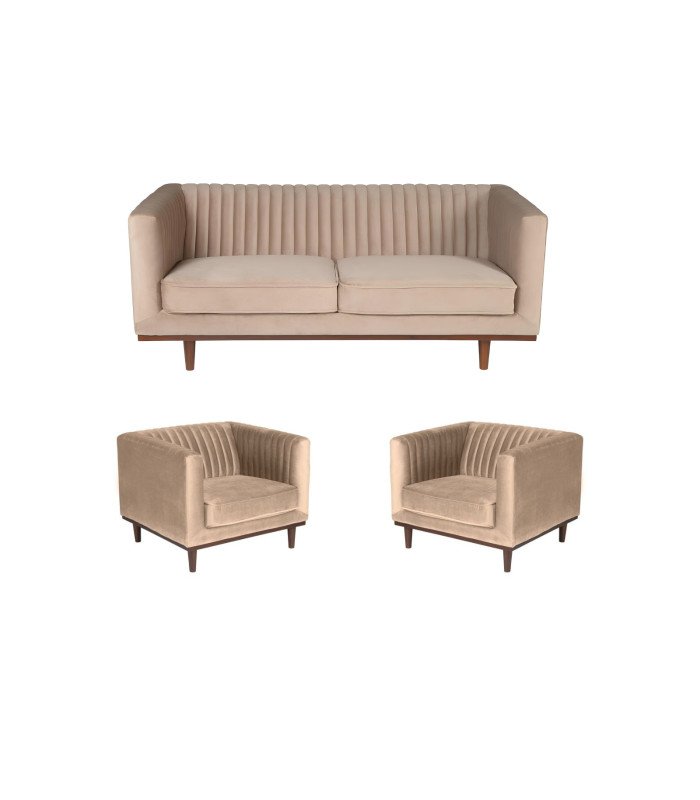 Pack Canapé 2 places Dan beige et 2 fauteuils