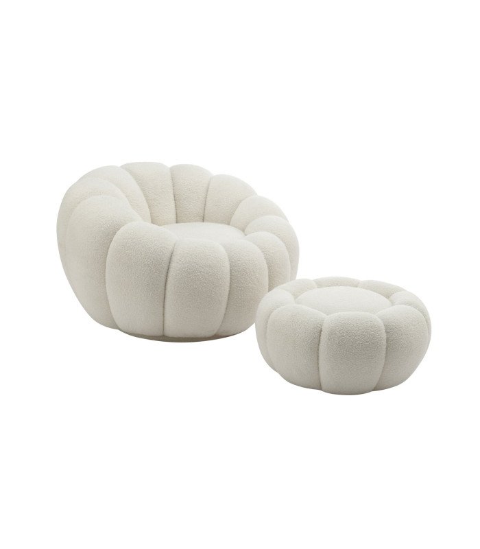 Ecru 360° swivel bubble chair and footrest