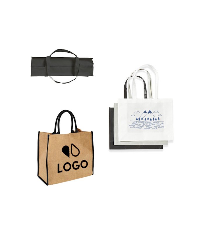 Custom shopping bag, with its 28 x 22 cm logo print area, by 126 Events