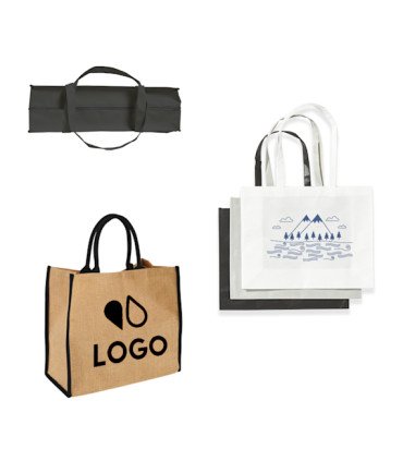 Custom shopping bag, with its 28 x 22 cm logo print area, by 126 Events