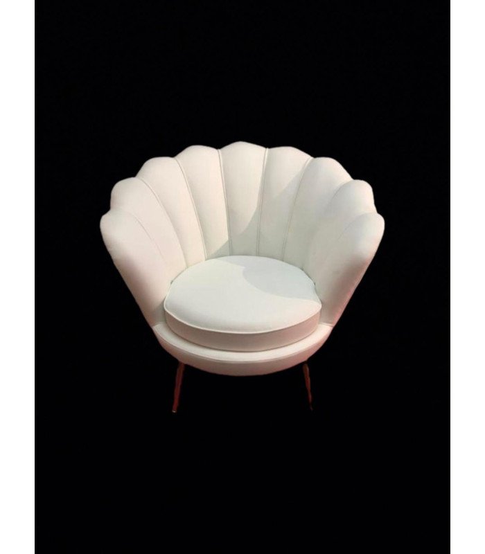White leatherette shell armchair
