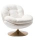 Location fauteuil pivotant rond en tissu blanc style années 70 vu de face sur fond blanc, 126 Events