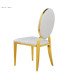 Rental of gold medallion chair with white cushion