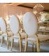 Rental of gold medallion chair with white cushion